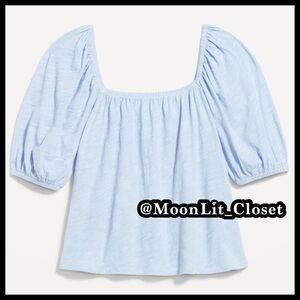 Old Navy Square-Neck Puff-Sleeve Top Plus Size 2X “Cashmere Blue”